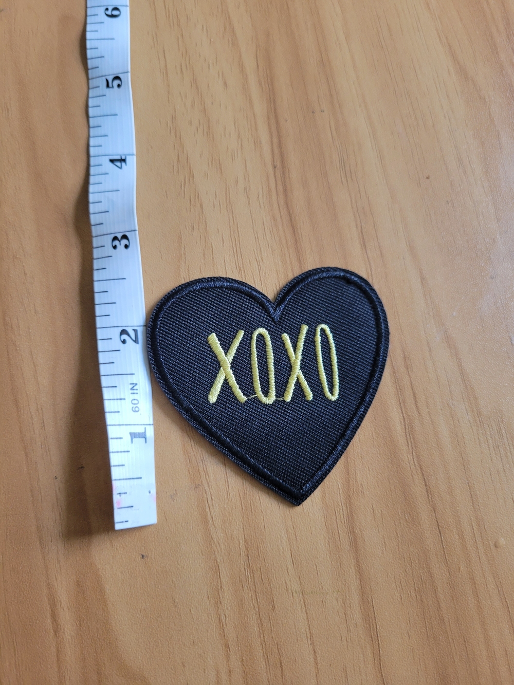 🧋NEW🧋Black Heart Patch with Yellow "XOXO" Embroidery - Brand: